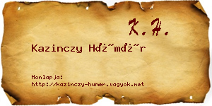 Kazinczy Hümér névjegykártya